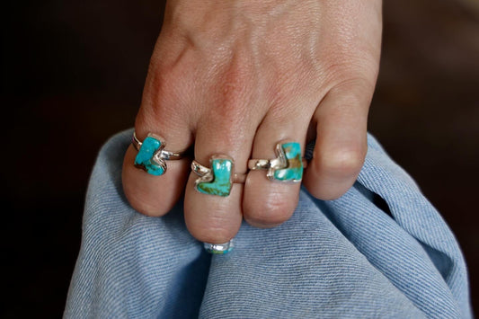 Sterling Silver Kingman Turquoise Boot Rings