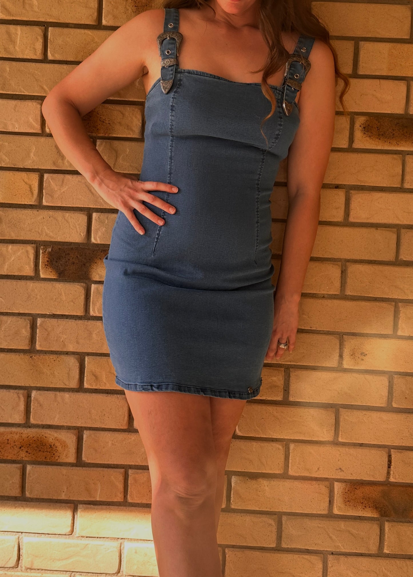 Denim Belt Buckle Dress