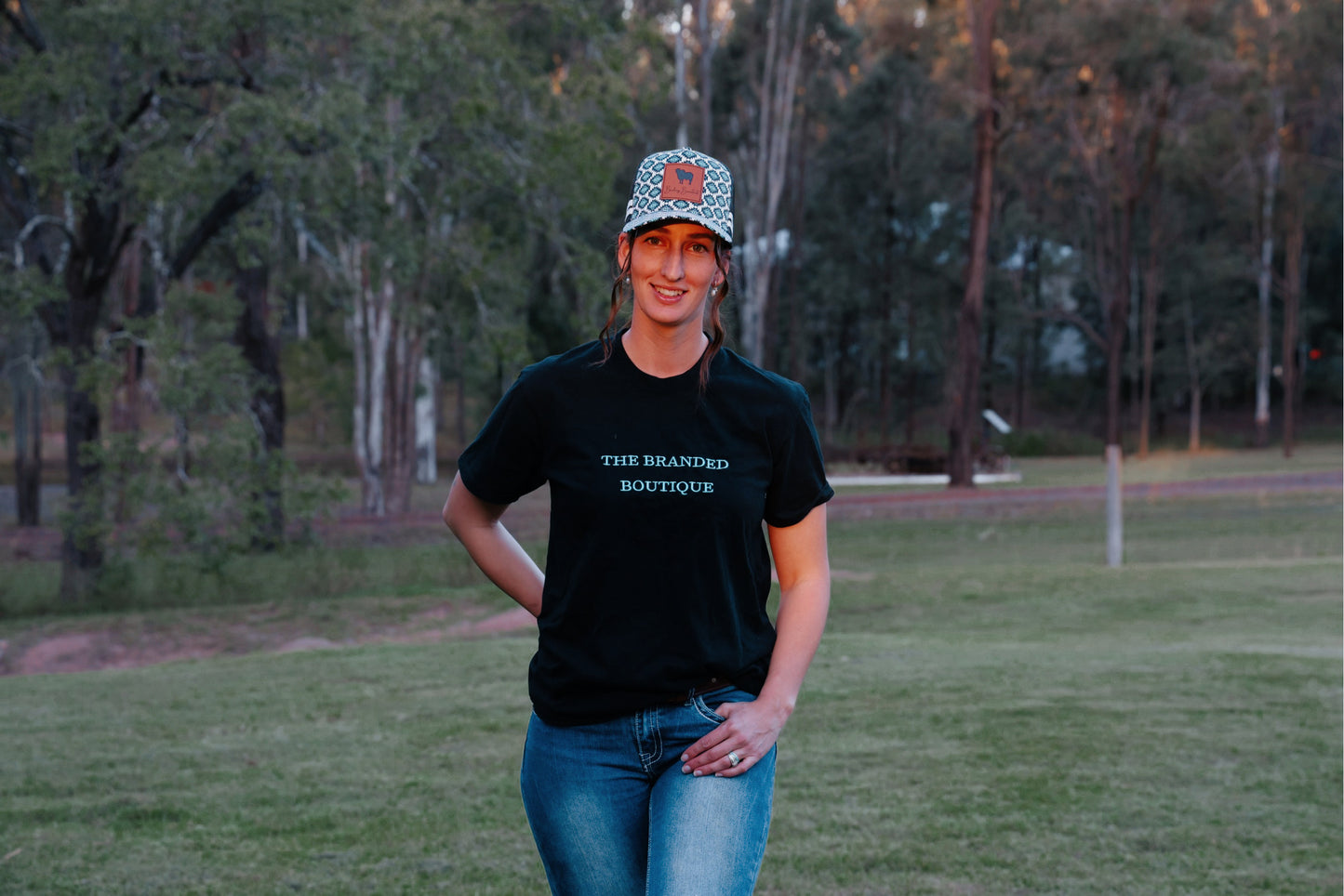 The Branded Boutique Turquoise Embroidered Tee