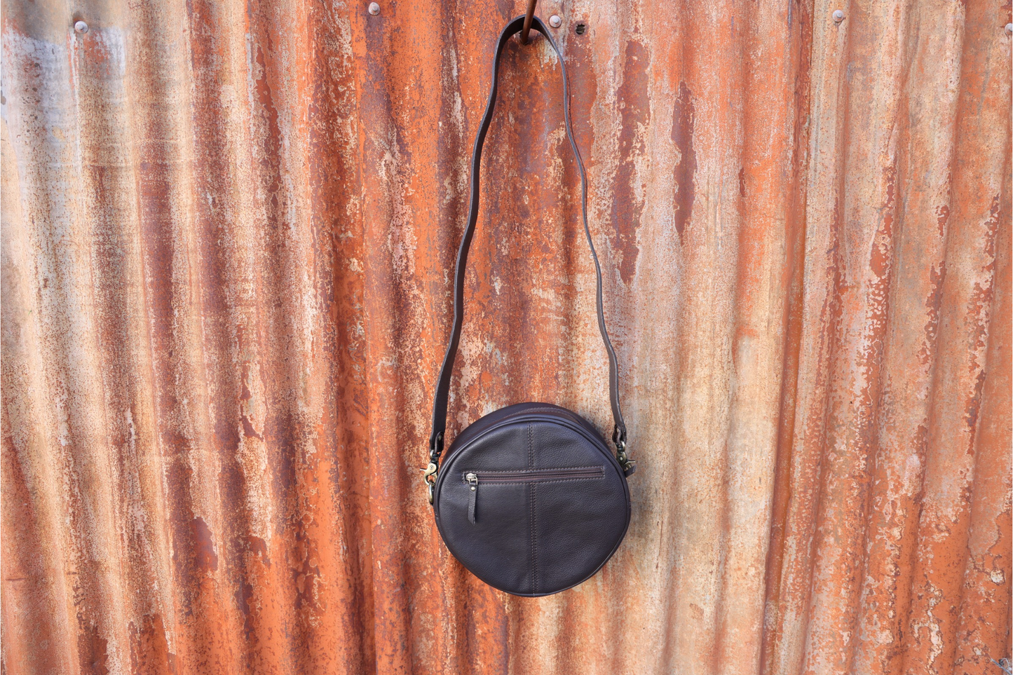 Hand-Tooled Leather Round Canteen Bag – Desert Bloom Edition